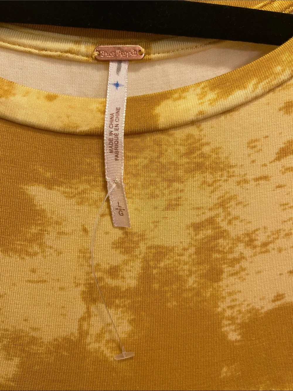 Free People Mustard Yellow Tie-Dye Maxi Dress with Side Drape